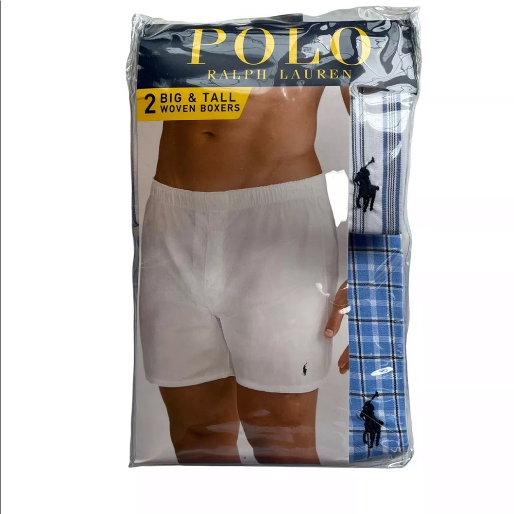 2 Pair Polo Ralph Lauren Big & Tall Woven Boxers Underwear Cotton Sz 1X 42”-44” - Picture 3 of 5